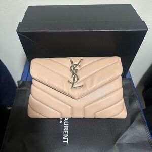 Saint Laurent Blush Quilted Clutch